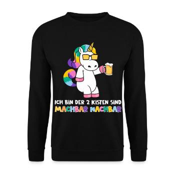 2 Kisten sind machbar Einhorn Bier Saufen - Unisex Pullover - Schwarz - Vorne - Alina (178cm) & Michal (187cm)