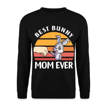 Hasen Mama | Haustiere Hase Nagetiere Geschenkidee - Unisex Pullover - Schwarz - Vorne - Alina (178cm) & Michal (187cm)