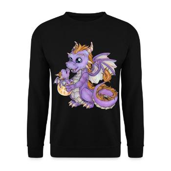 Niedliche Drachenmama mit Baby Drache Geschenkidee - Unisex Pullover - Schwarz - Vorne - Alina (178cm) & Michal (187cm)