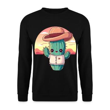 Cactus cowboy kawaii au coucher du soleil - Sweat-shirt Unisexe - noir - Devant - Alina (178cm) & Michal (187cm)