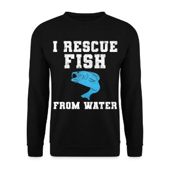 I Rescue Fish From Water Fischer - Unisex Sweatshirt - black - Front - Alina (178cm) & Michal (187cm)