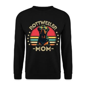 Rottweiler mit sonnenbrille retro - Unisex Pullover - Schwarz - Vorne - Alina (178cm) & Michal (187cm)