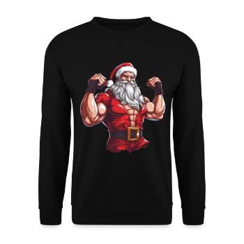 Bath Santa Claus Christmas Muscular Cool - Unisex Sweatshirt - black - Front - Alina (178cm) & Michal (187cm)