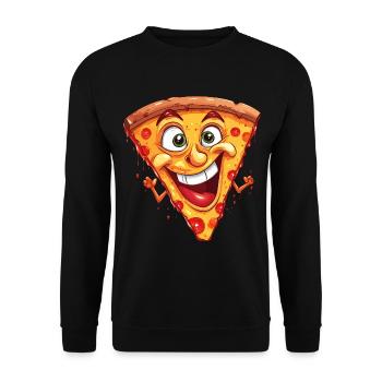 Pizza Pizza Slice Face Laughs Pizzeria Funny - Unisex Sweatshirt - black - Front - Alina (178cm) & Michal (187cm)