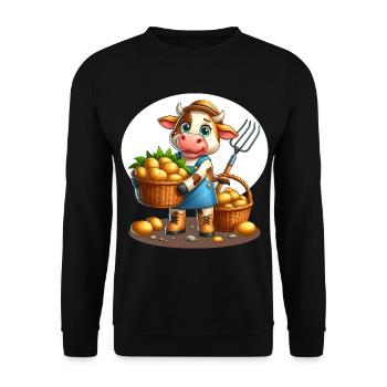 Harvest cow Fresh potatoes from the field - Unisex Sweatshirt - black - Front - Alina (178cm) & Michal (187cm)