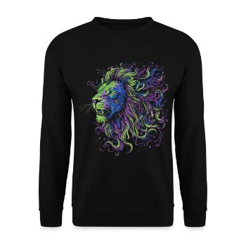 Lion Colorful Lion Head Neon Colorful Predator Art - Unisex Sweatshirt - black - Front - Alina (178cm) & Michal (187cm)