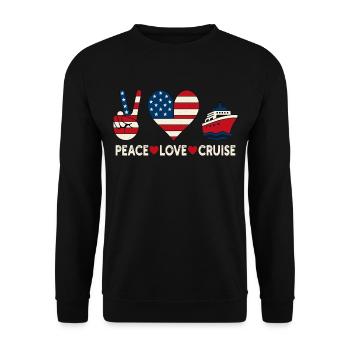 Frieden Liebe Kreuzfahrt USA Urlaubsmotiv - Unisex Pullover - Schwarz - Vorne - Alina (178cm) & Michal (187cm)