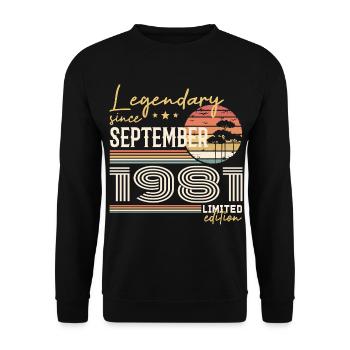 September 1981 Geboren im September 1981 September 1981 - Unisex Pullover - Schwarz - Vorne - Alina (178cm) & Michal (187cm)