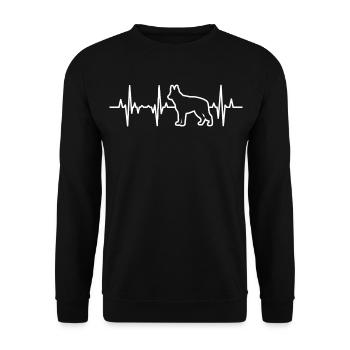 Schäferhund Herzschlag - Unisex Pullover - Schwarz - Vorne - Alina (178cm) & Michal (187cm)