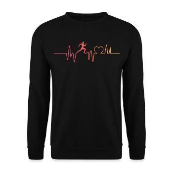Laufen Joggen Herzschlag running - Unisex Pullover - Schwarz - Vorne - Alina (178cm) & Michal (187cm)