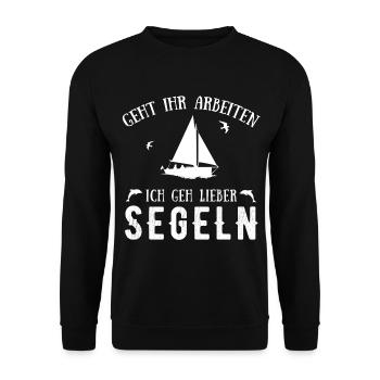 Ich geh lieber segeln - Unisex Pullover - Schwarz - Vorne - Alina (178cm) & Michal (187cm)