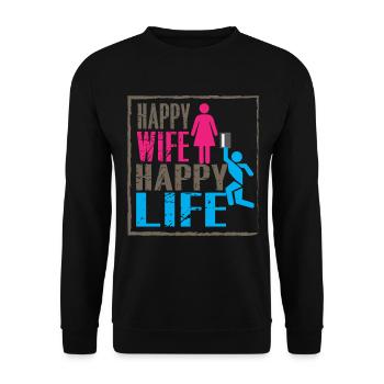 Femme heureuse - vie heureuse - Sweat-shirt Unisexe - noir - Devant - Alina (178cm) & Michal (187cm)
