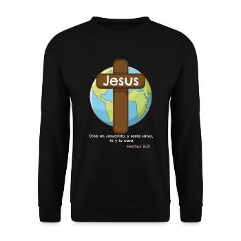 Hechos 16 Jesus Salva Apostol Pablo - Unisex Pullover - Schwarz - Vorne - Alina (178cm) & Michal (187cm)