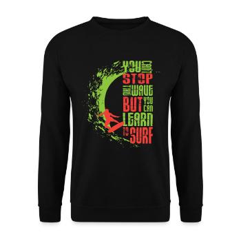 Surfing - Wellenreiten - Unisex Pullover - Schwarz - Vorne - Alina (178cm) & Michal (187cm)