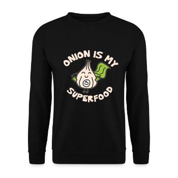 Onion - Zwiebel - Superfood - Unisex Pullover - Schwarz - Vorne - Alina (178cm) & Michal (187cm)