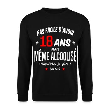 18 ans 18ans 18 ans - Sweat-shirt Unisexe - noir - Devant - Alina (178cm) & Michal (187cm)