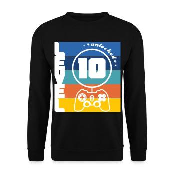 New level children gift 10 years - Unisex Sweatshirt - black - Front - Alina (178cm) & Michal (187cm)