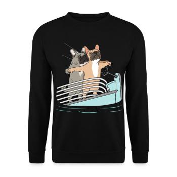 French Bulldog French Bulldog Dog Owner - Unisex Sweatshirt - black - Front - Alina (178cm) & Michal (187cm)