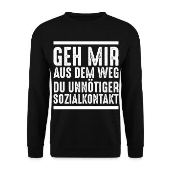 Unnötiger Sozialkontakt - Unisex Pullover - Schwarz - Vorne - Alina (178cm) & Michal (187cm)
