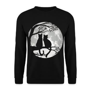 Cats on Tree at Moonlight - Dear Cat - Unisex Sweatshirt - black - Front - Alina (178cm) & Michal (187cm)