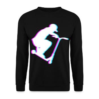 Cooles Stunt Scooter Tretroller Skater Geschenk - Unisex Pullover - Schwarz - Vorne - Alina (178cm) & Michal (187cm)