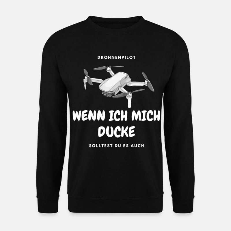 Drohnenpilot lässt Drohne hoch in Himmel fliegen - Unisex Pullover - Schwarz