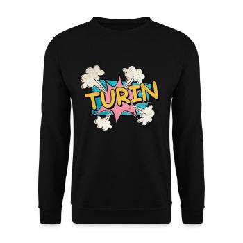 Turin Turin Turin Italie City Font Pop Art Comic - Sweat-shirt Unisexe - noir - Devant - Alina (178cm) & Michal (187cm)