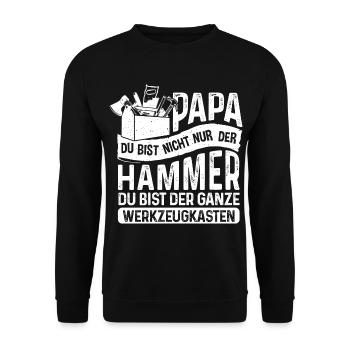 Papa du bist Hammer sondern Werkzeugkasten - Unisex Pullover - Schwarz - Vorne - Alina (178cm) & Michal (187cm)