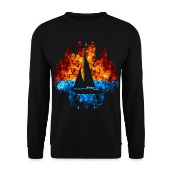 Sailing Red Blue Fire Sailboat Sailor Sailing - Unisex Sweatshirt - black - Front - Alina (178cm) & Michal (187cm)