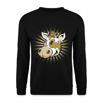 Kuh Kopf Cartoon - Unisex Pullover - Schwarz - Vorne - Alina (178cm) & Michal (187cm)