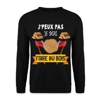 Je Peux pas je Dois Faire Du Bois Humour Homme - Sweat-shirt Unisexe - noir - Devant - Alina (178cm) & Michal (187cm)