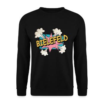 Bielefeld Germany City Font Pop Art Comic - Unisex Sweatshirt - black - Front - Alina (178cm) & Michal (187cm)