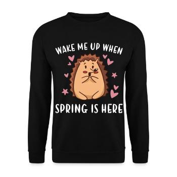 Hedgie Wake Me Up When Spring Is Here Hedgehog - Unisex Sweatshirt - black - Front - Alina (178cm) & Michal (187cm)
