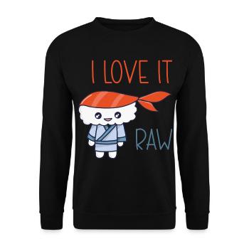 Kawaii Japanese Food Salmon Salmon Sushi Roll - Unisex Sweatshirt - black - Front - Alina (178cm) & Michal (187cm)