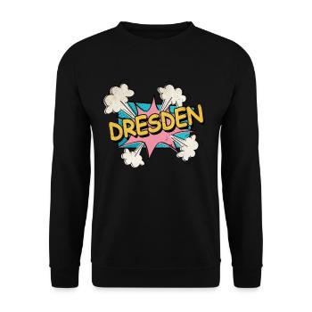 Dresden Germany City Font Pop Art Comic - Unisex Sweatshirt - black - Front - Alina (178cm) & Michal (187cm)