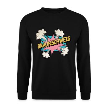 Braunschweig Germany Font Pop Art Comic - Unisex Sweatshirt - black - Front - Alina (178cm) & Michal (187cm)