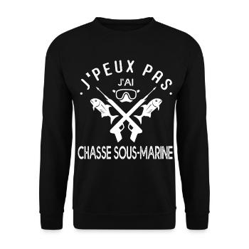 Je peux pas j ai chasse sous marine cool plongee - Sweat-shirt Unisexe - noir - Devant - Alina (178cm) & Michal (187cm)