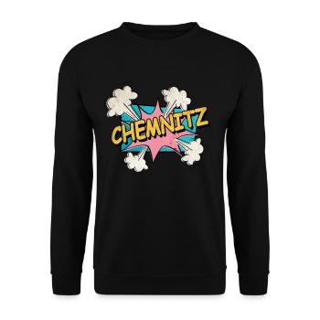 Chemnitz Germany City Font Pop Art Comic - Unisex Sweatshirt - black - Front - Alina (178cm) & Michal (187cm)