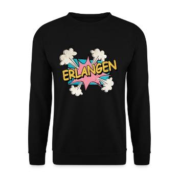 Erlangen Germany City Font Pop Art Comic - Unisex Sweatshirt - black - Front - Alina (178cm) & Michal (187cm)