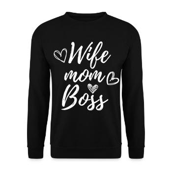 femme maman patron - Sweat-shirt Unisexe - noir - Devant - Alina (178cm) & Michal (187cm)