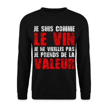 Je Suis Comme Le Vin !! - Sweat-shirt Unisexe - noir - Devant - Alina (178cm) & Michal (187cm)