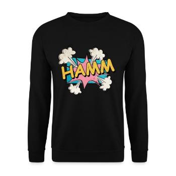 Hamm Germany City Font Pop Art Comic - Unisex Sweatshirt - black - Front - Alina (178cm) & Michal (187cm)
