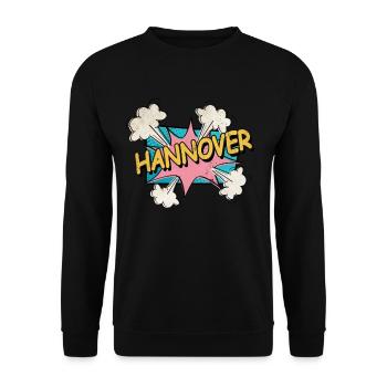 Hannover Germany City Font Pop Art Comic - Unisex Sweatshirt - black - Front - Alina (178cm) & Michal (187cm)