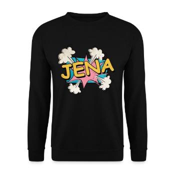 Jena Germany City Font Pop Art Comic - Unisex Sweatshirt - black - Front - Alina (178cm) & Michal (187cm)