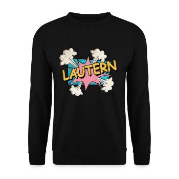 Lautern Germany City Font Pop Art Comic - Unisex Sweatshirt - black - Front - Alina (178cm) & Michal (187cm)