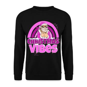 Pink Christmas Vibes with Pink Santa - Unisex Sweatshirt - black - Front - Alina (178cm) & Michal (187cm)