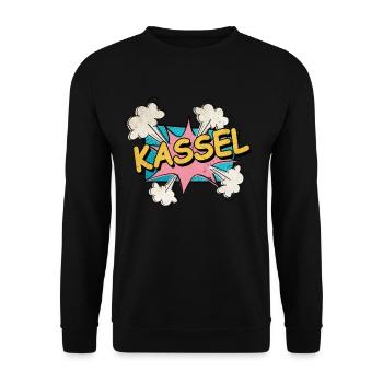 Kassel Germany City Font Pop Art Comic - Unisex Sweatshirt - black - Front - Alina (178cm) & Michal (187cm)