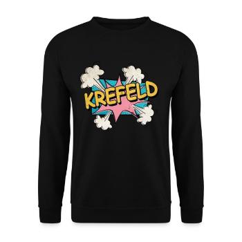 Krefeld Germany City Font Pop Art Comic - Unisex Sweatshirt - black - Front - Alina (178cm) & Michal (187cm)