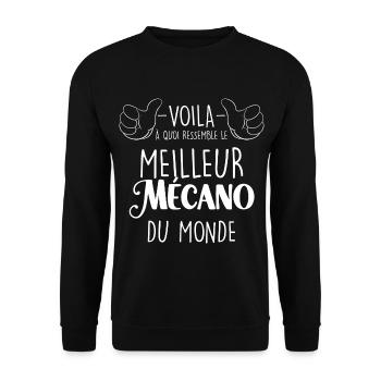 Le Meilleur Mecano C'est Le Mien - Sweat-shirt Unisexe - noir - Devant - Alina (178cm) & Michal (187cm)
