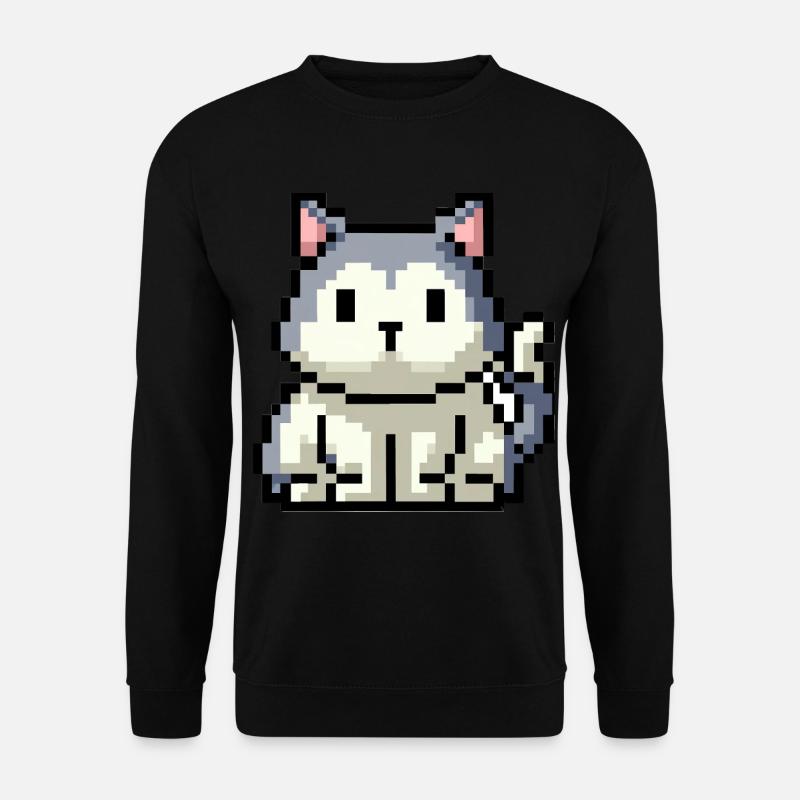 8bit 16bit pixelated cat - Unisex Sweatshirt - black